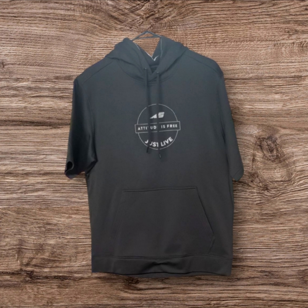 Attitude Is Free Gray Short Sleeve Hoodie